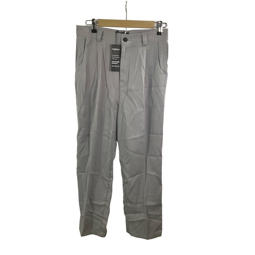 NWT Men's INCERUN Long Straight Dress Pants Wide Leg Pants Trousers  Size: Small